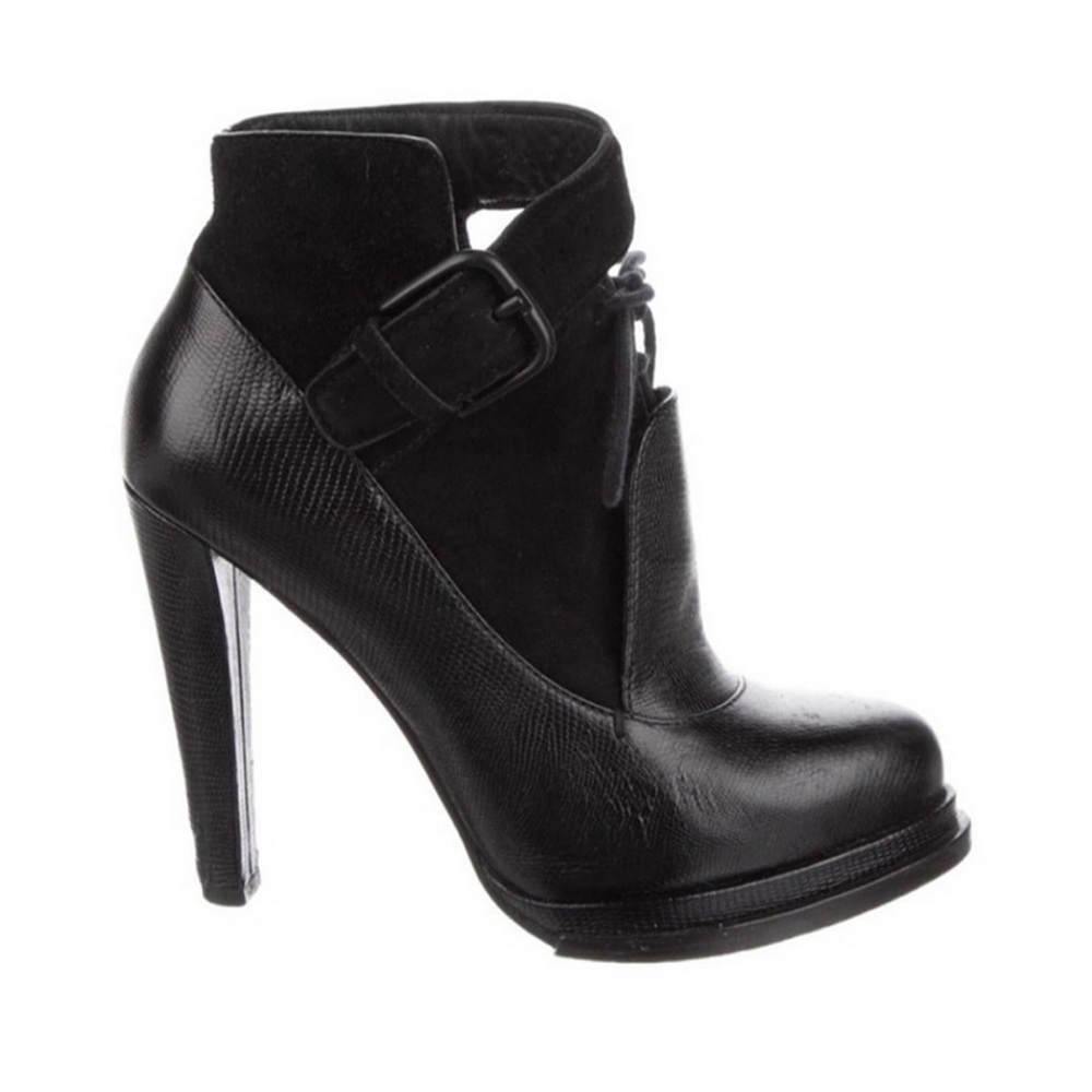 Alexander Wang‎ Black Leather Monique Platform Booties Size 40.5